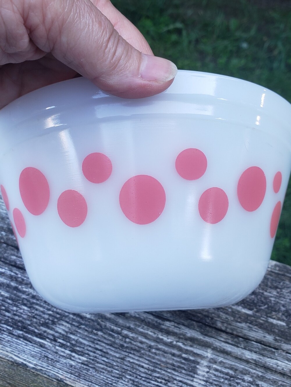 Vintage Federal Glass Pink Polja Dots Bowl 7"